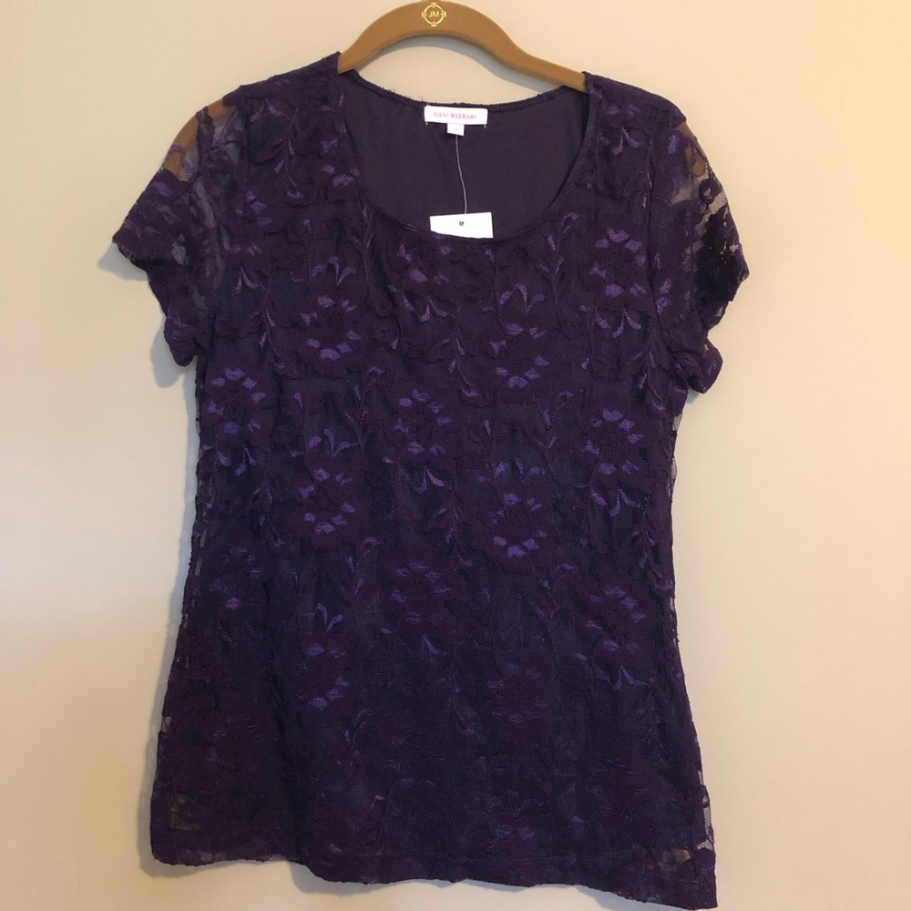 Isaac Mizrahi purple lace shirt NWT